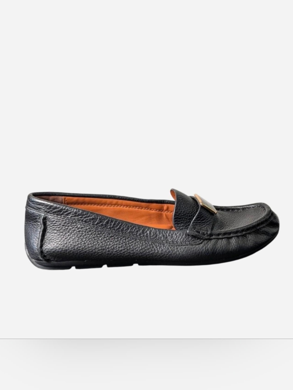 Coach Mona Driver loafers with a gold-tone horse and carriage logo buckle size 6